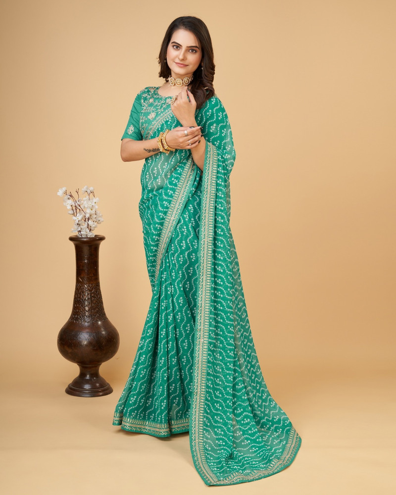 Bandhani print georgette sarees cheap