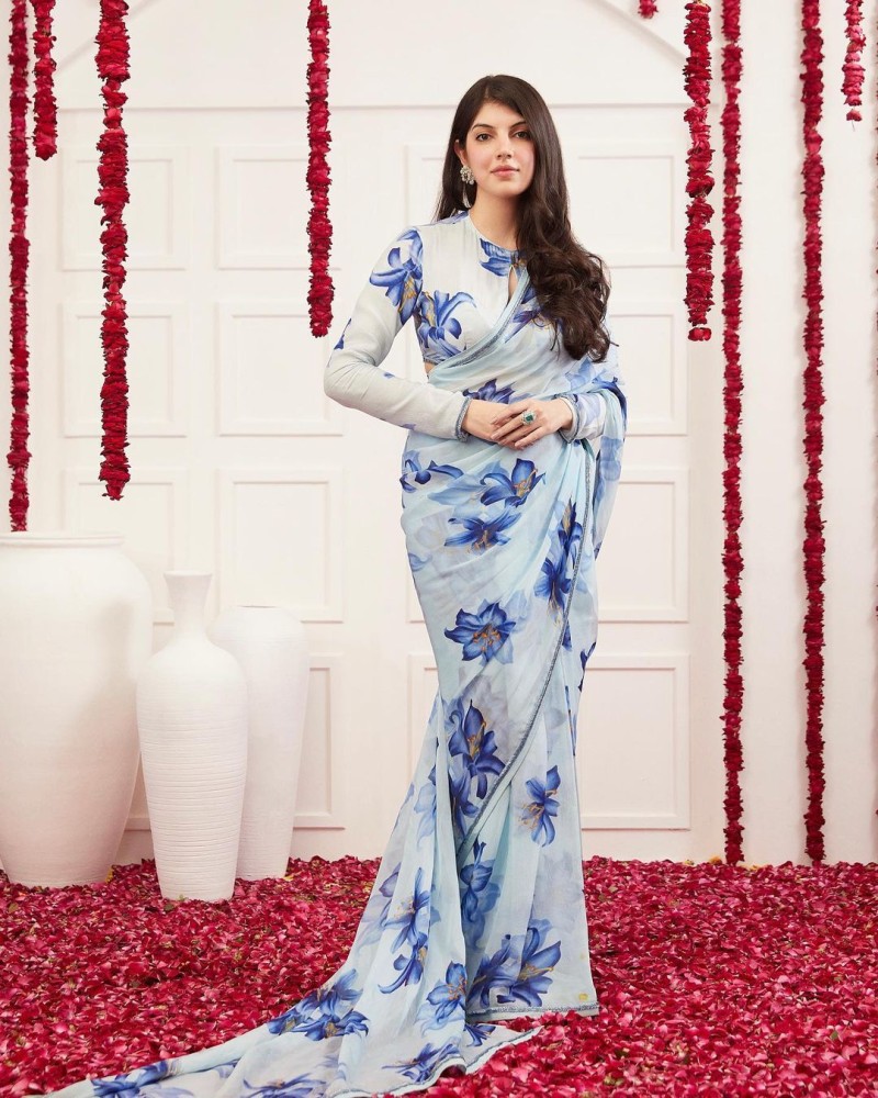 White - Chiffon - Sarees: Buy Latest Indian Sarees Collection Online