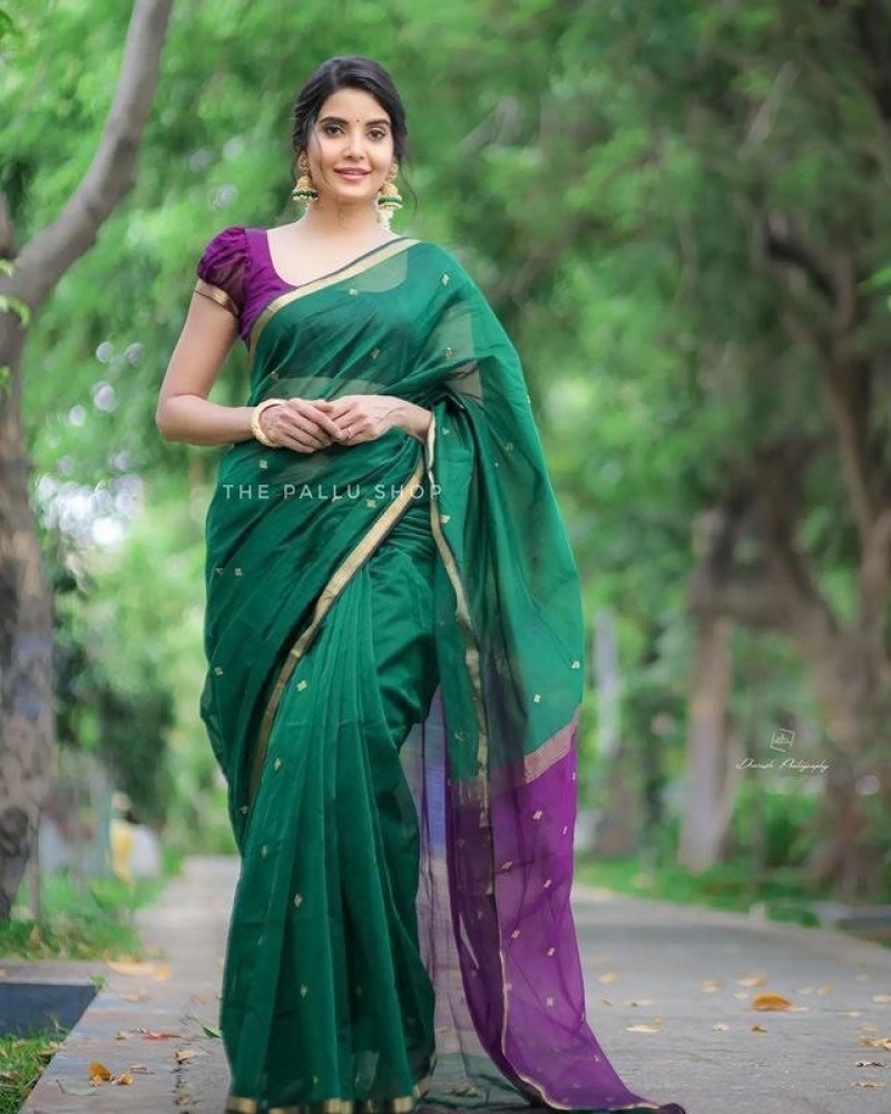 Buy Majenta PInk & Green - Semi Jute Saree online | Semi Jute from  ShrusEternity