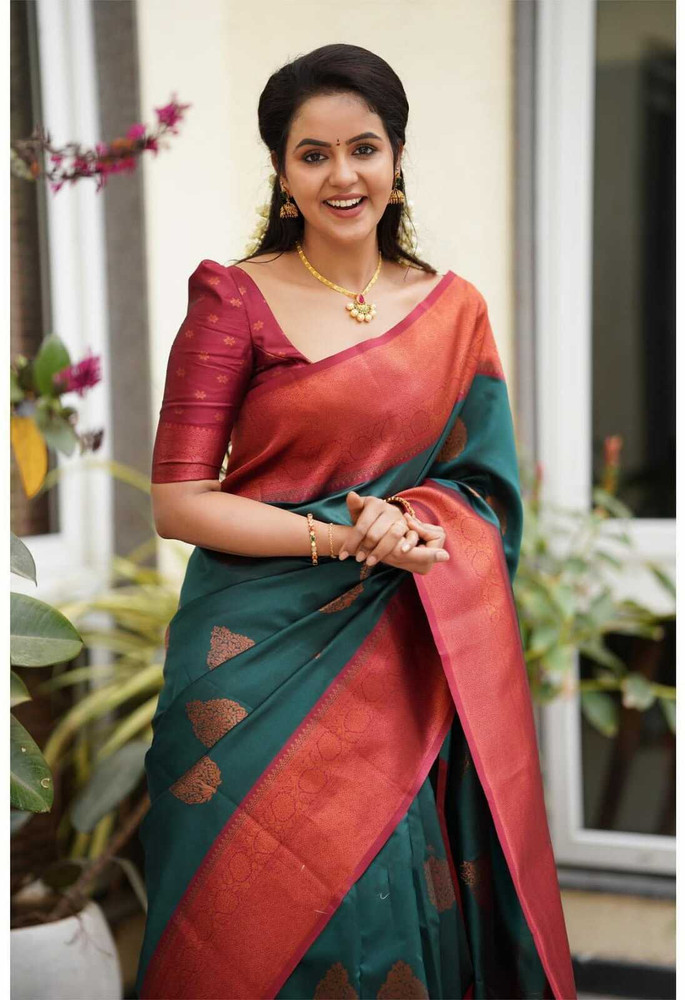 dark green mysore silk saree