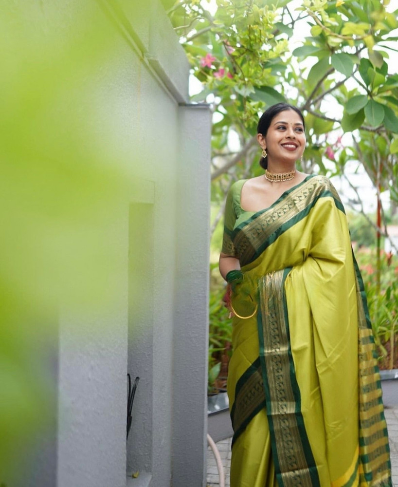 Buy V V FASHION Woven Bollywood Cotton Silk Green Sarees Online Best Price In India Flipkart