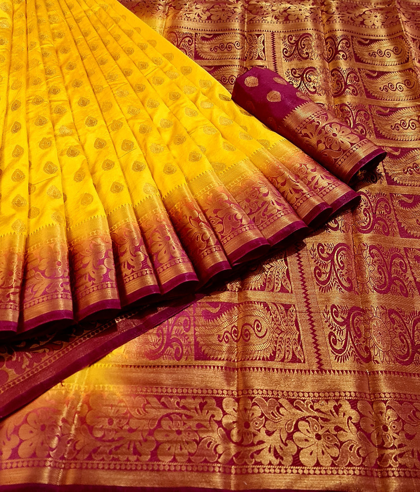 Buy vrindavrihas Woven Kanjivaram Art Silk Cotton Silk Multicolor