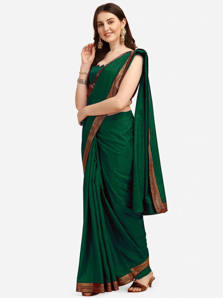 Buy Pochampally Saree Solid Plain Chanderi Cotton Silk Chanderi Dark Green Sarees Online Best Price In India Flipkart