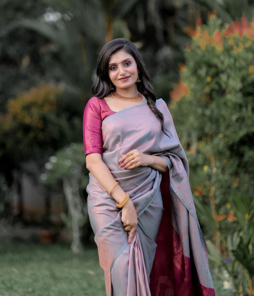 Buy Ash Colour Saree for Women Online from India's Luxury Designers 2023