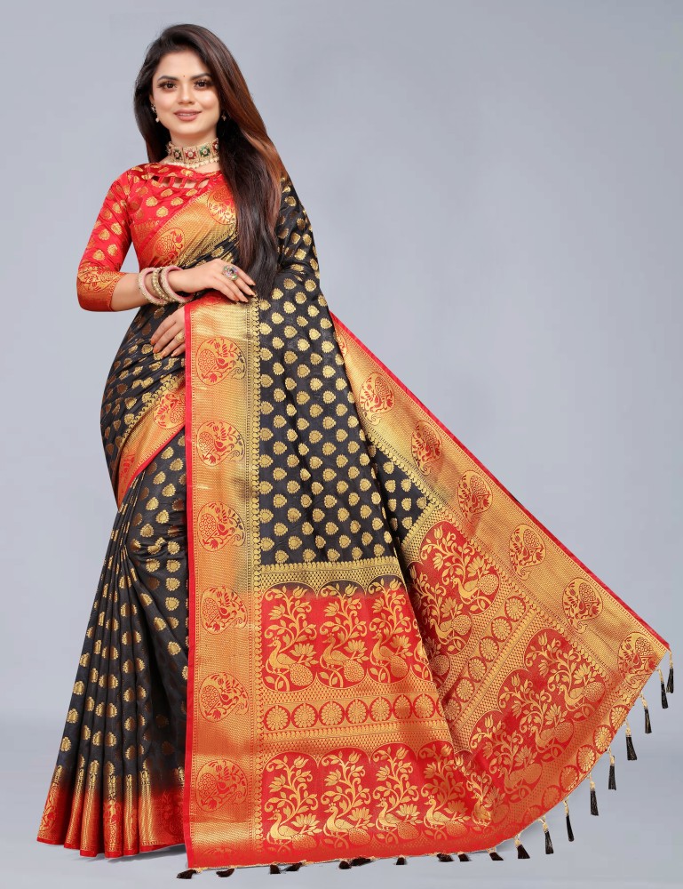 Buy Perfect Wear Self Design Banarasi Cotton Silk Multicolor Sarees Online Best Price In India Flipkart