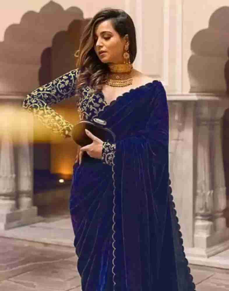 Reeta Fashion Designer Royal Blue Soft Litchi Silk Cloth Jacquard Work Saree  with Unstitched Blouse at Rs 420/piece in Surat