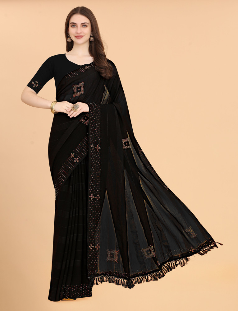 Buy GOLDFALCON Printed Daily Wear Georgette Black Sarees Online Best Price In India Flipkart