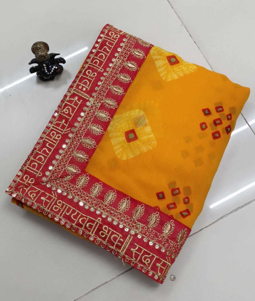 Buy KOINA FASHION Printed Bandhani Georgette Yellow Sarees Online @ Best  Price In India | Flipkart.com