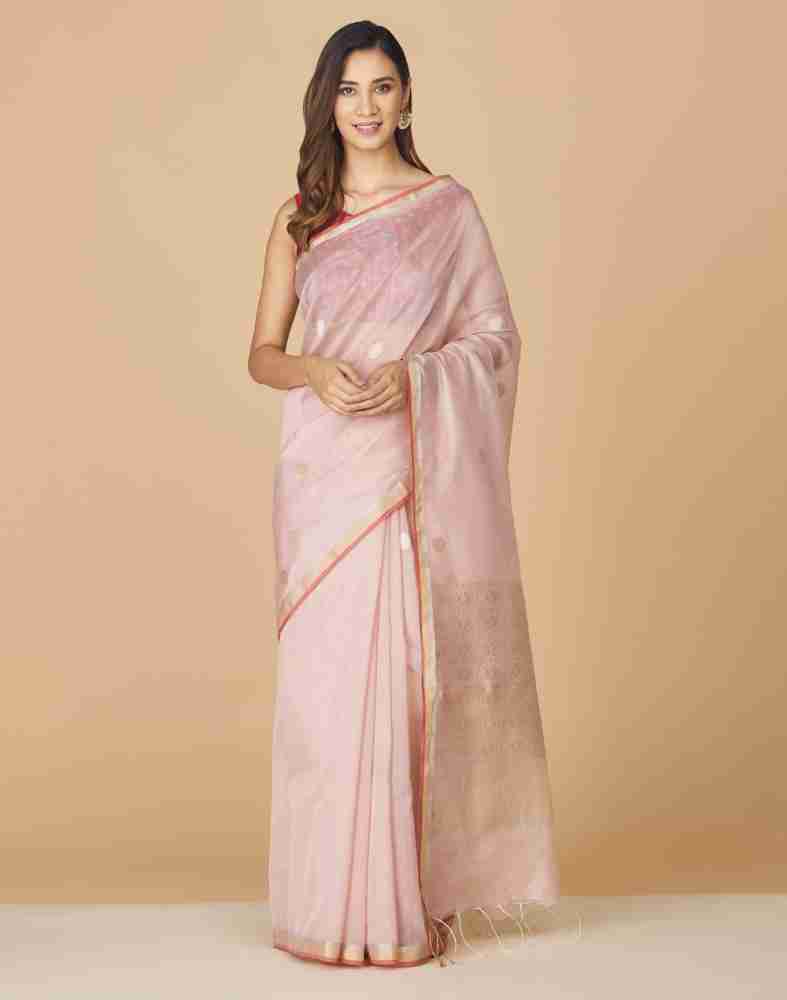 Buy Fabindia Woven Chanderi Cotton Silk Pink Sarees Online Best Price In India Flipkart