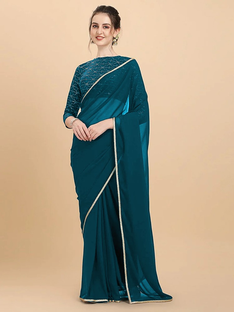 Solid/Plain Bollywood Chiffon, Georgette Saree