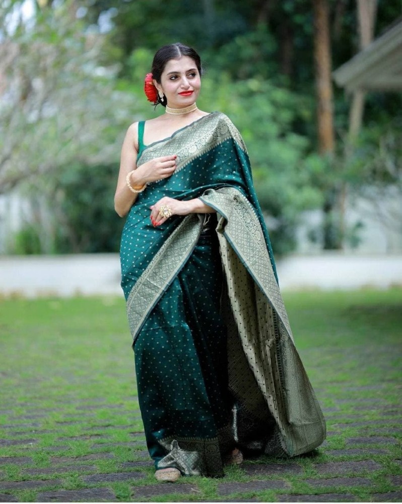 Buy prakanchan creation Woven, Self Design Banarasi Pure Silk, Jacquard  Green Sarees Online @ Best Price In India