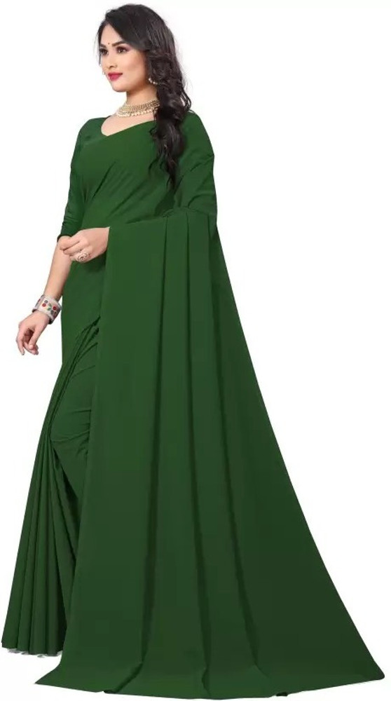 Buy rajvastra fashion Solid Plain Daily Wear Georgette Green