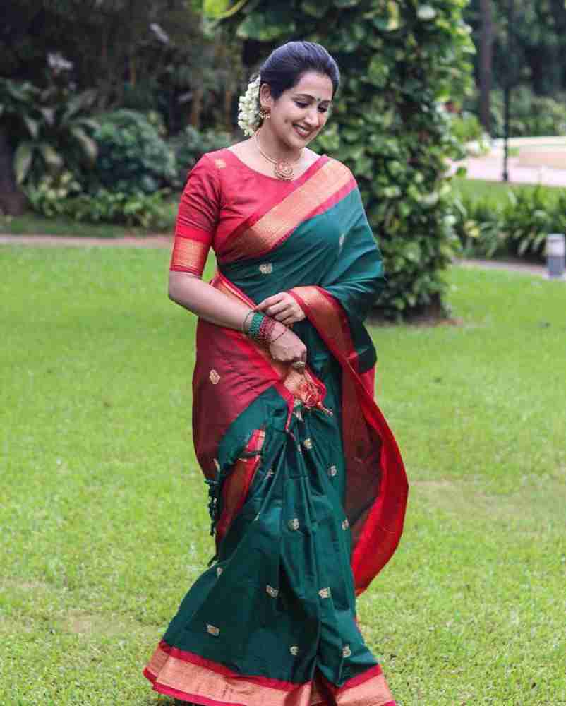 Buy prakanchan creation Woven, Self Design Banarasi Pure Silk, Jacquard  Green Sarees Online @ Best Price In India