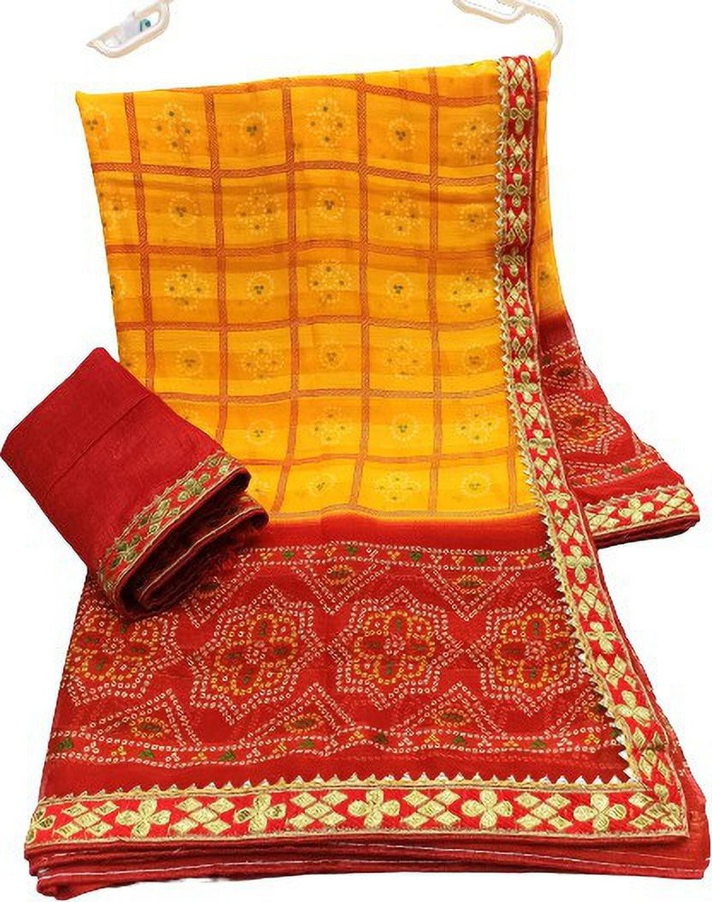 Buy Sai Printed Bandhani Georgette Yellow Sarees Online Best Price In India Flipkart