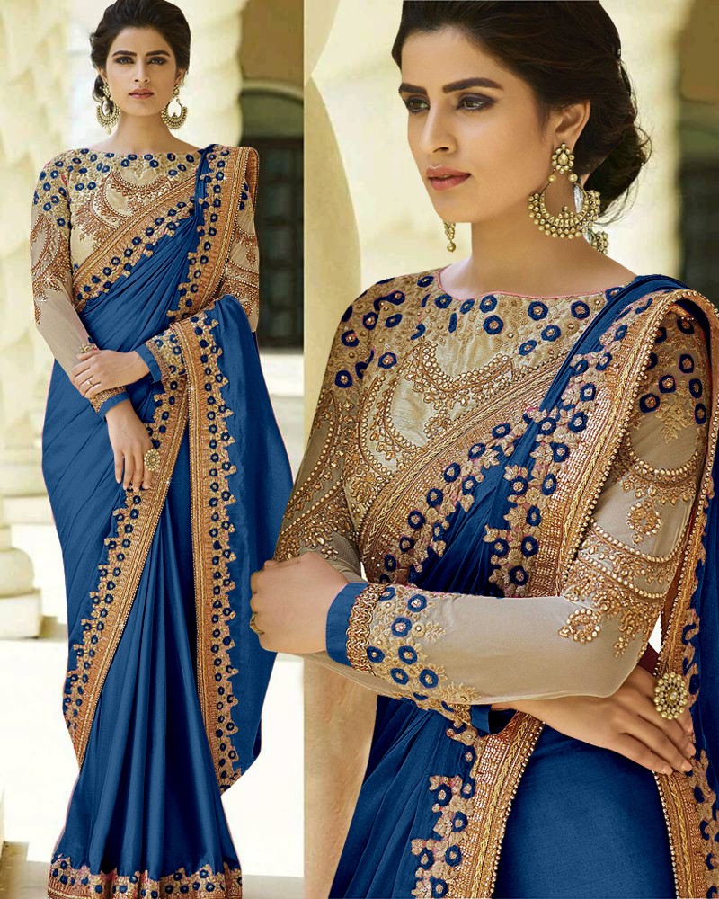 wedding silk embroidered saree online flipkart -427120939