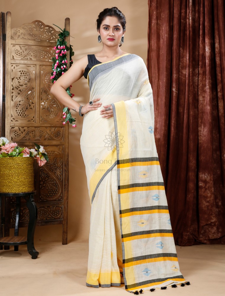 Flipkart white 2025 cotton sarees