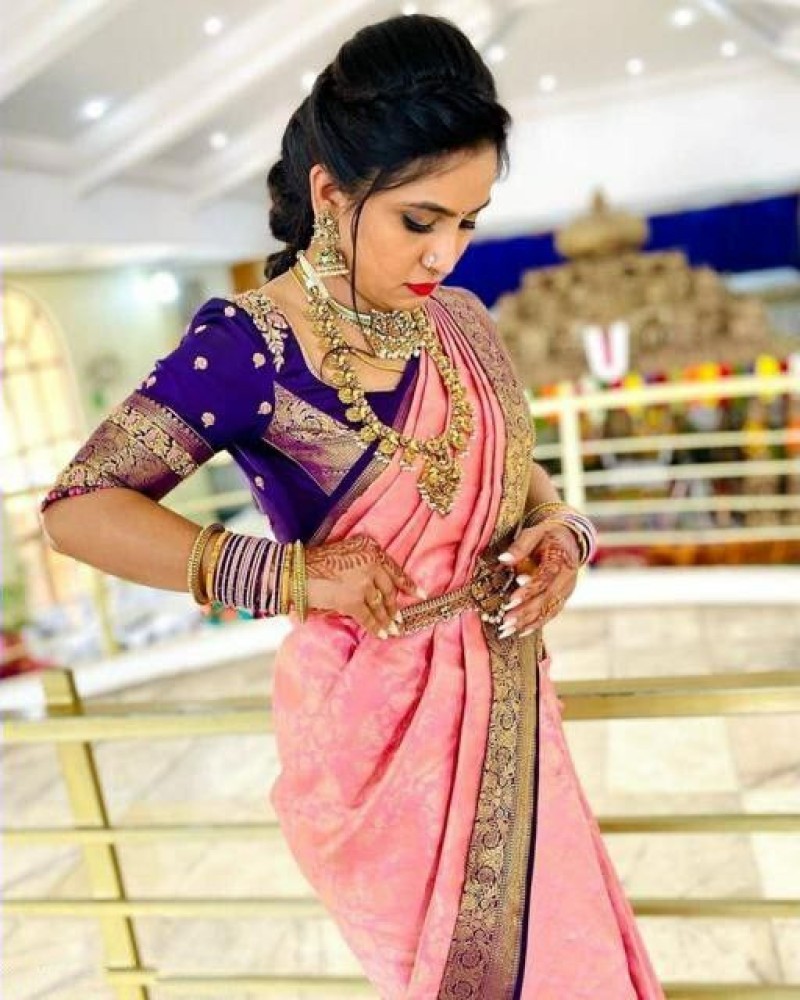 Purple Banarasi Silk Saree With Blouse| Shop Banarasi Silk Saree Online|  Jhakhas.Com – jhakhas.com
