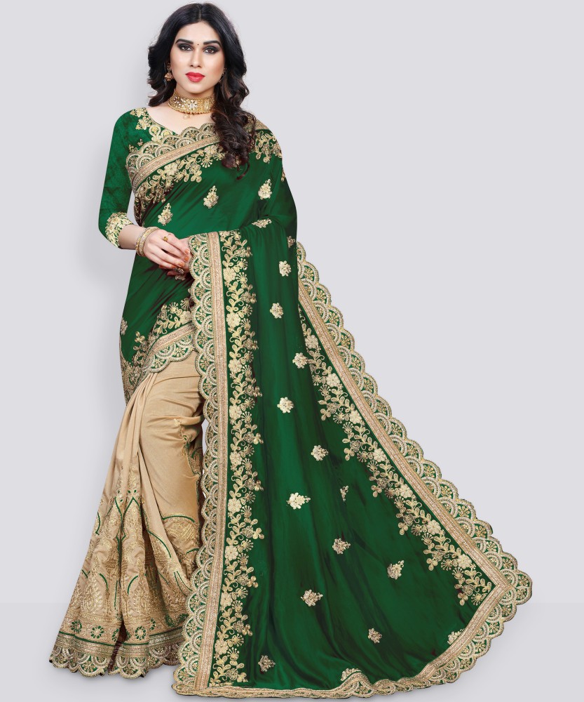 Buy Vaidehi Fashion Embroidered Bollywood Cotton Silk Beige Sarees Online Best Price In India Flipkart