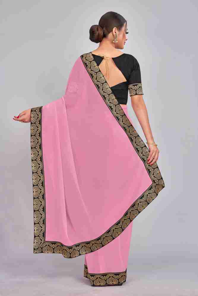 Buy Sareez House Women Pink Applique Chiffon Daily Wear Saree (L