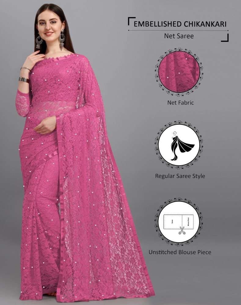 Designer net clearance saree on flipkart