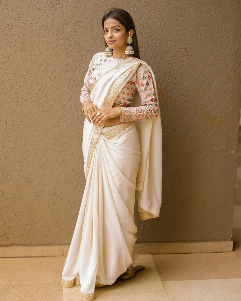 Plain georgette sarees online flipkart sale