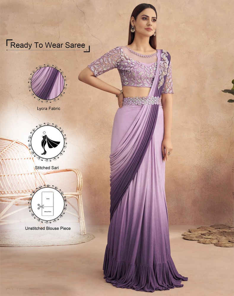 The52 Women's Ready to Wear Lycra Saree With Heavy Embroidery