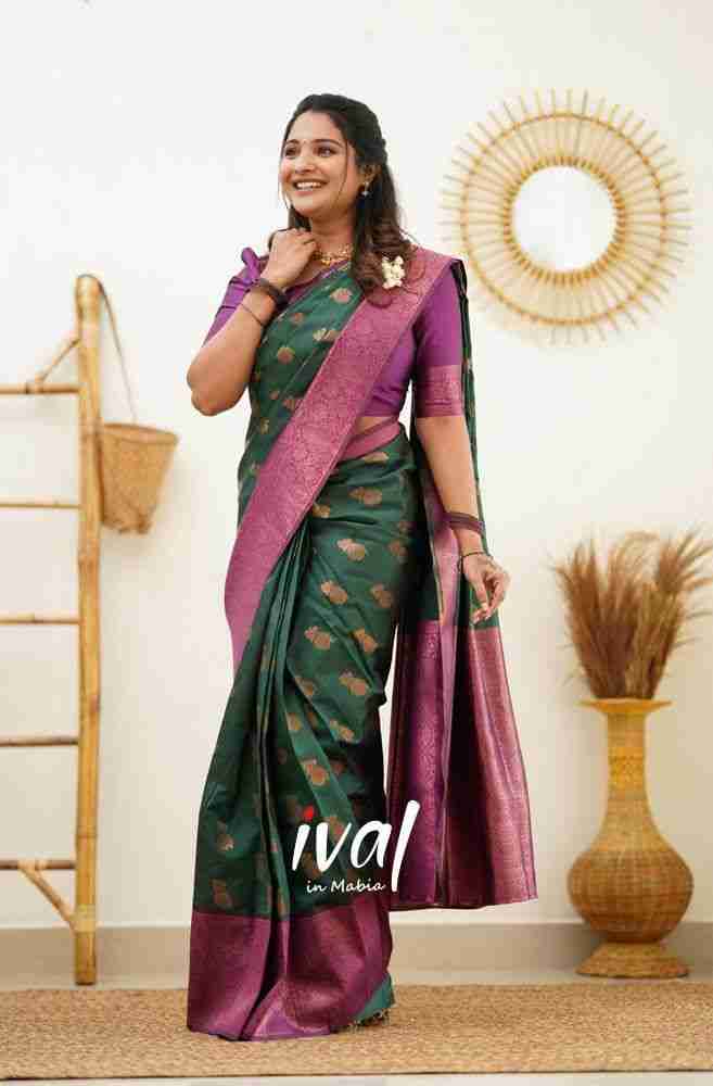 Buy prakanchan creation Woven, Self Design Banarasi Pure Silk, Jacquard  Green Sarees Online @ Best Price In India