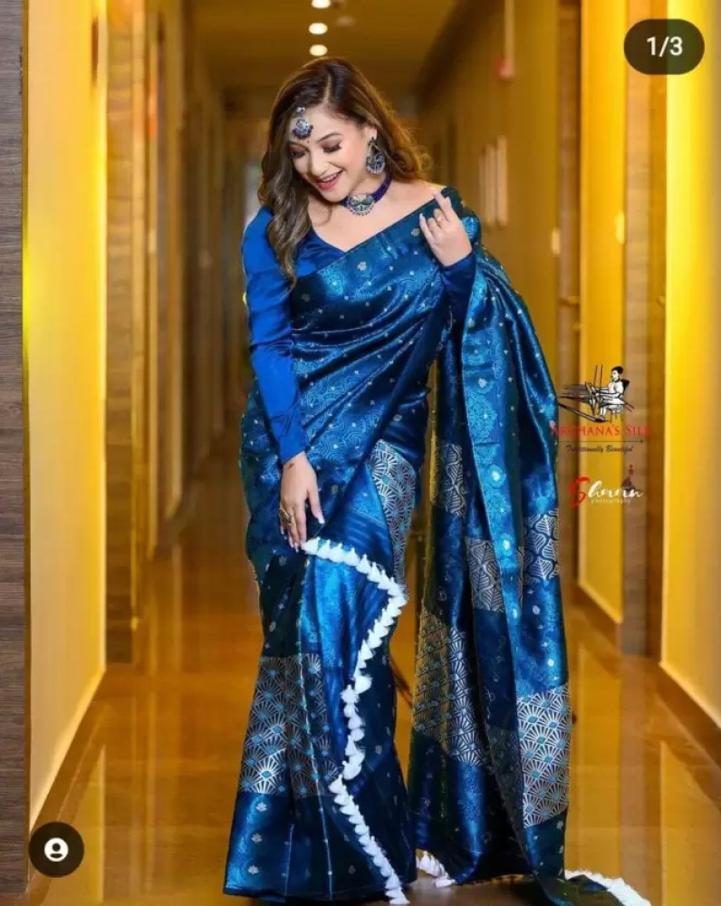 Navy blue mekhela discount sador