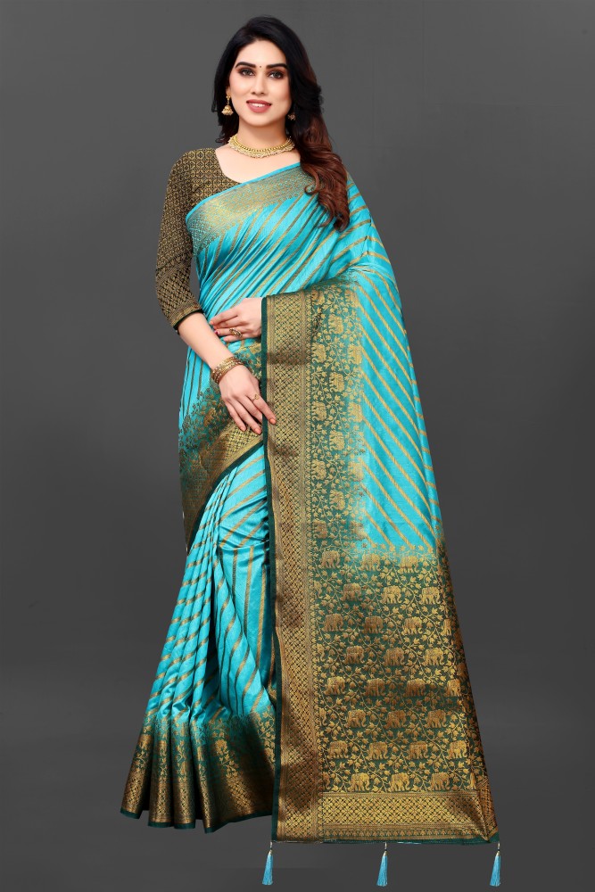 Buy KRIYANSH Woven, Printed, Applique, Embellished Bollywood Organza Light  Blue Sarees Online @ Best Price In India