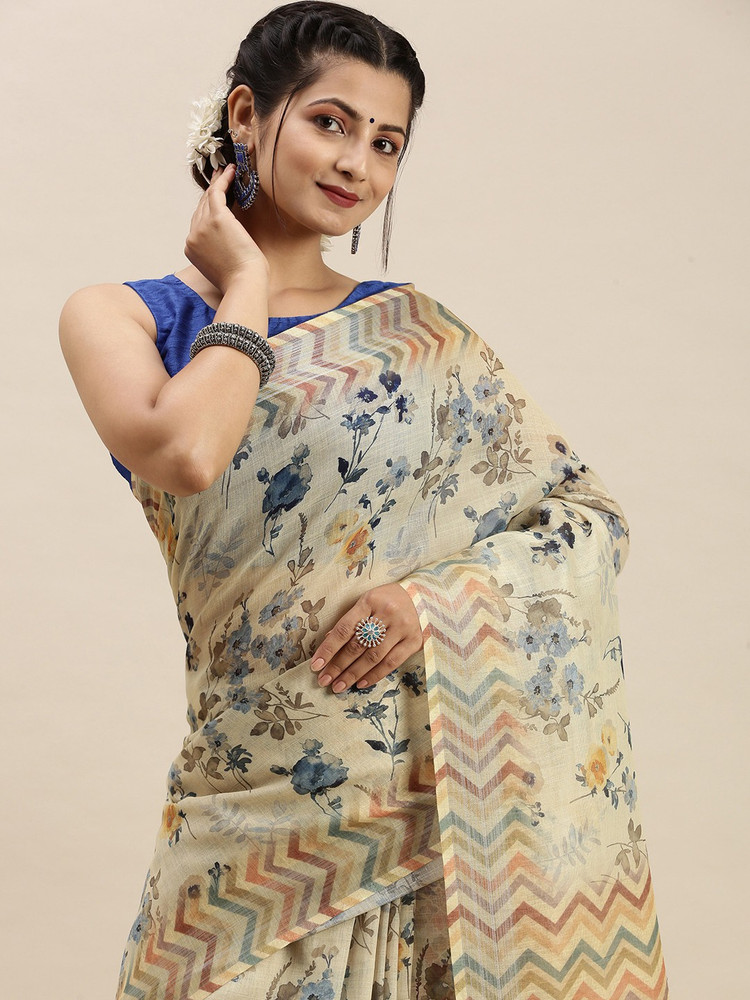 Buy RAMRAJ COTTON Womens Cotton Blended Kerala Cream Sarees at Amazonin