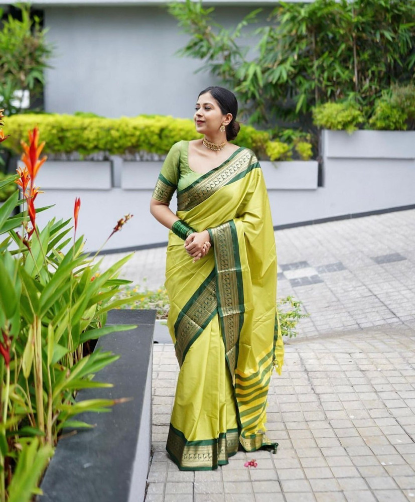 Buy NEZAA EXPORT Self Design Banarasi Cotton Silk Yellow Sarees Online Best Price In India Flipkart