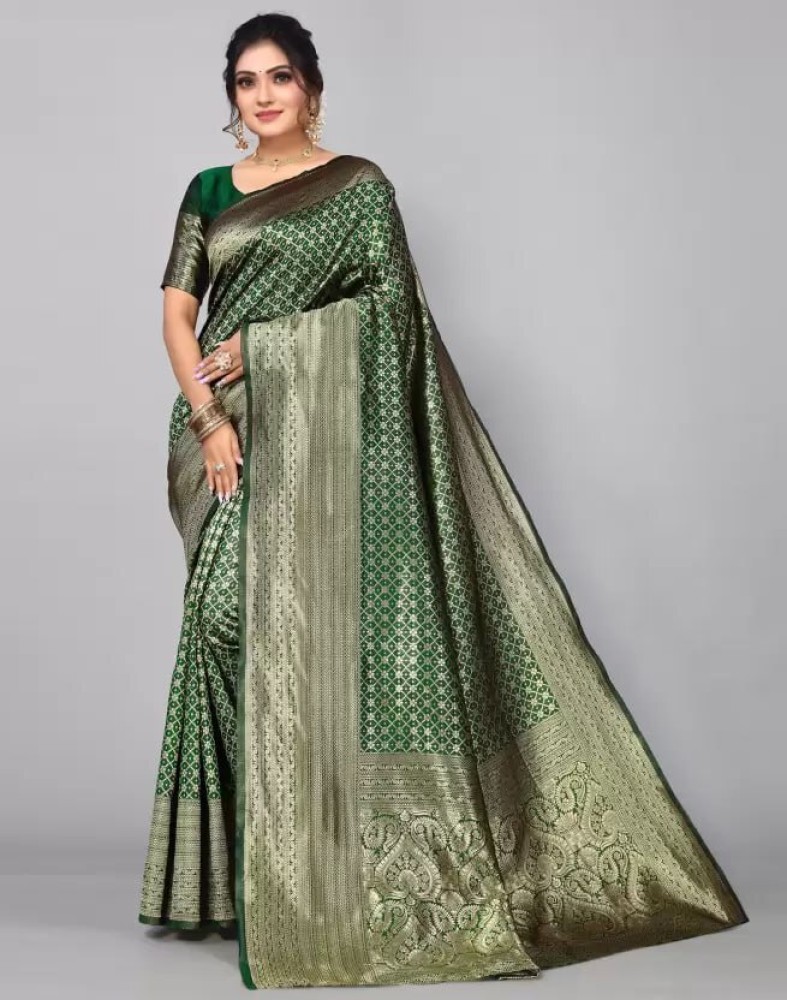 Designer Pista Green Kanjivaram Jacquard Silk Saree in Wayanad at
