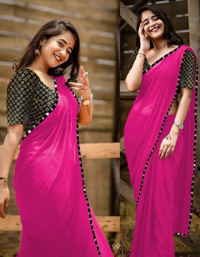 Buy Sareez House Women Pink Applique Chiffon Daily Wear Saree (L