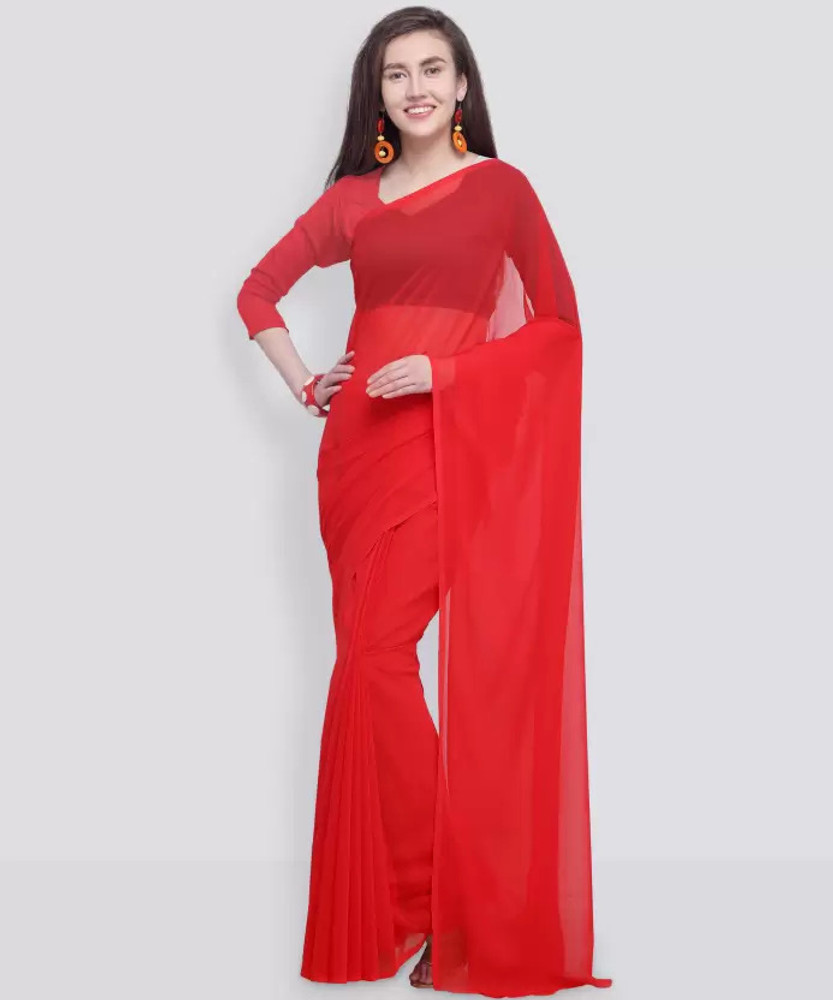 Plain georgette sarees online flipkart outlet