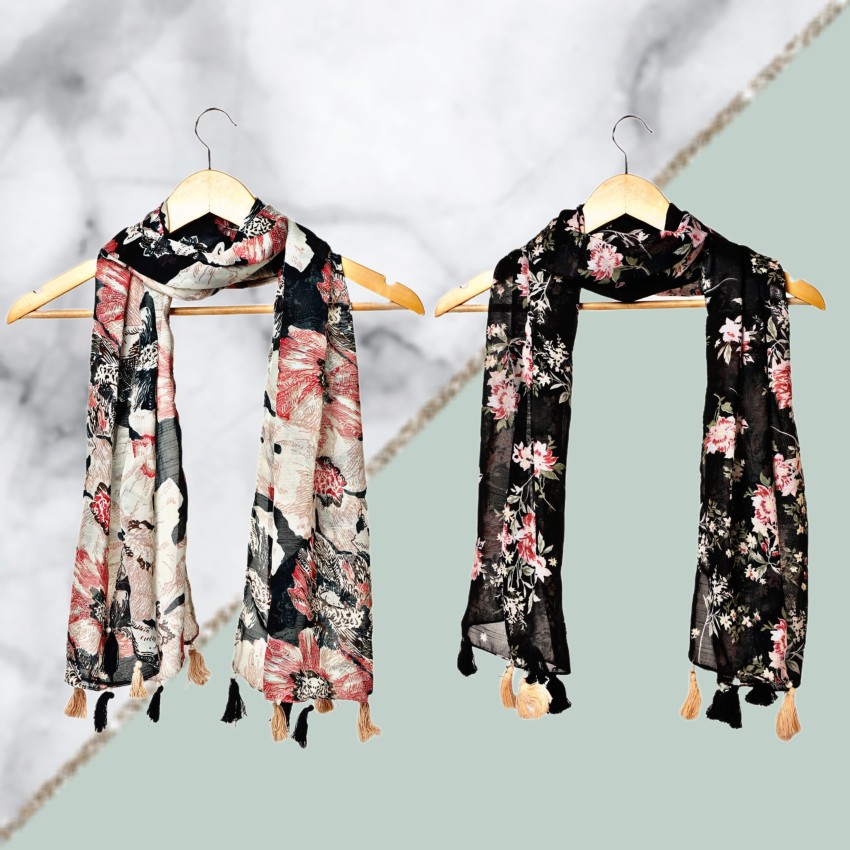 RiddleNeedle Floral Print Chiffon Women Scarf, Stole - Buy RiddleNeedle  Floral Print Chiffon Women Scarf, Stole Online at Best Prices in India