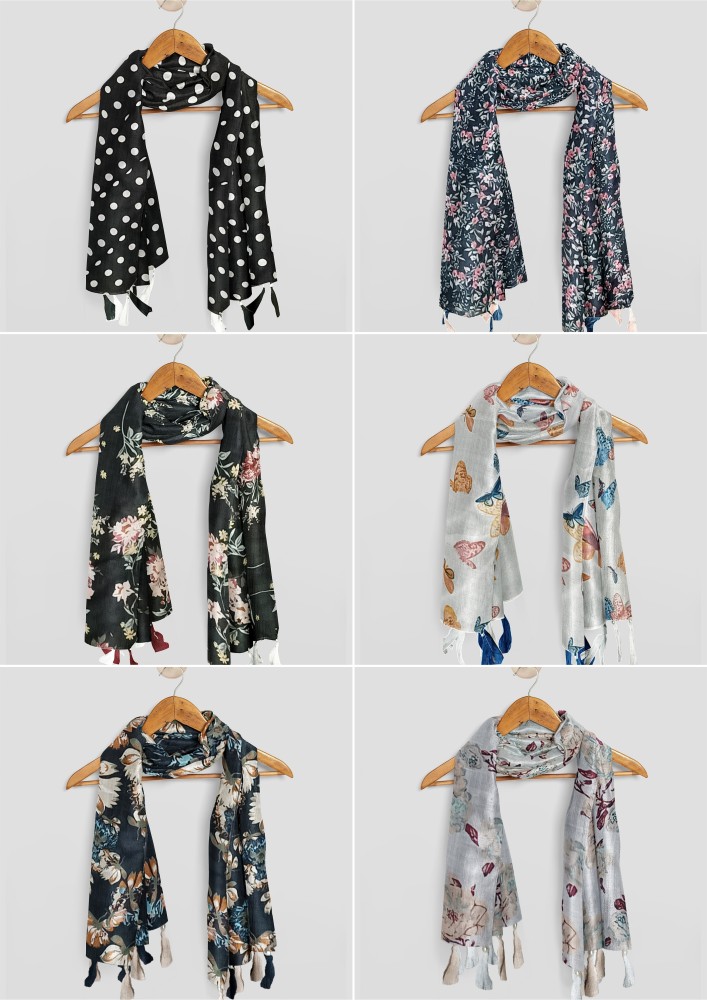 RiddleNeedle Floral Print Chiffon Women Scarf, Stole - Buy