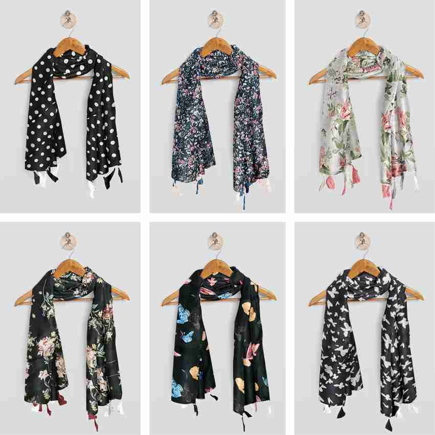 POSHAMPAA Printed Chiffon Women Scarf Stole Fancy Scarf