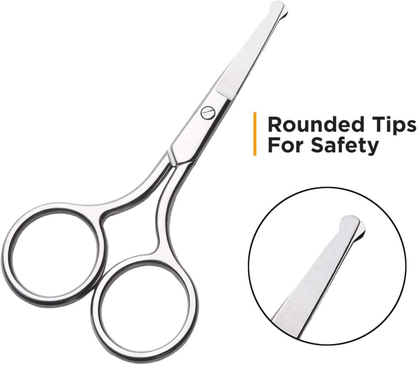 1 Pack Round Tip Nose Hair Scissors, Stainless Steel Safe Round