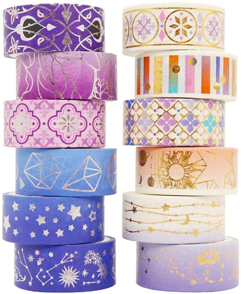 Washi Tape,12 Rolls Washi Tape Set Decorative Washi Tape Cute Gold Foil  Flower Decorative Masking Tape For Diy Arts & Crafts,15mm X 3m