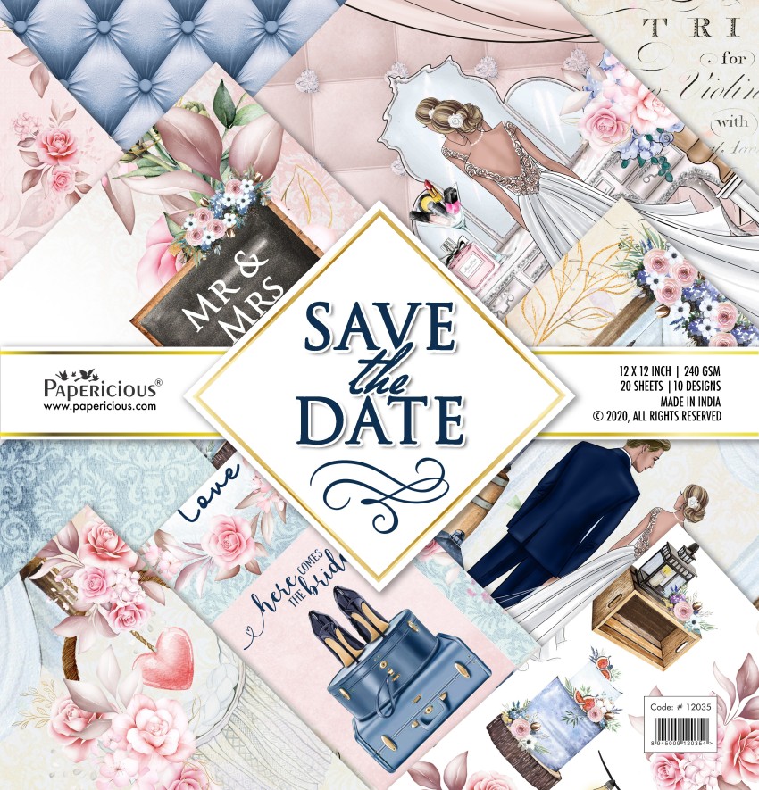 Papericious Save the Date - Designer Pattern Printed Scrapbook Papers 12x12  inch /20 sheets Theme, Scrapbook Kit Price in India - Buy Papericious Save  the Date - Designer Pattern Printed Scrapbook Papers