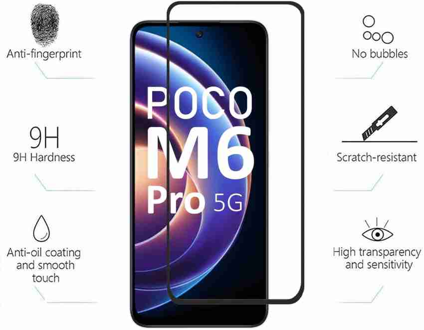 VDAT Edge To Edge Tempered Glass for POCO M6 Pro 5G, POCO M6 Pro