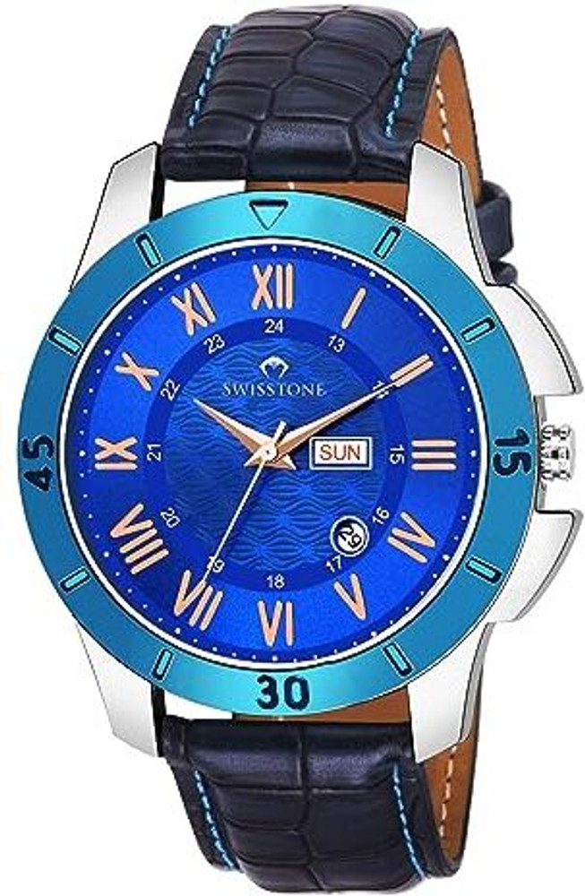 goldentomb Screen Guard for SWISSTONE Leather Strap Analog Blue