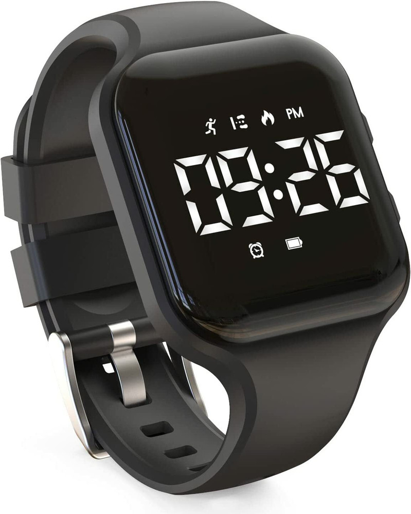 Digital watch with pedometer top