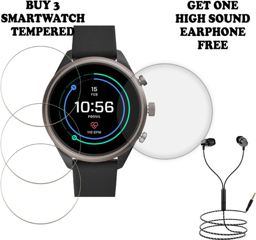 SOMTONE Tempered Glass Guard for FOSSIL SPORT 41MM SMART WATCH PACK 3 BUY AND GET ONE EARPHONE FREE SOMTONE Flipkart
