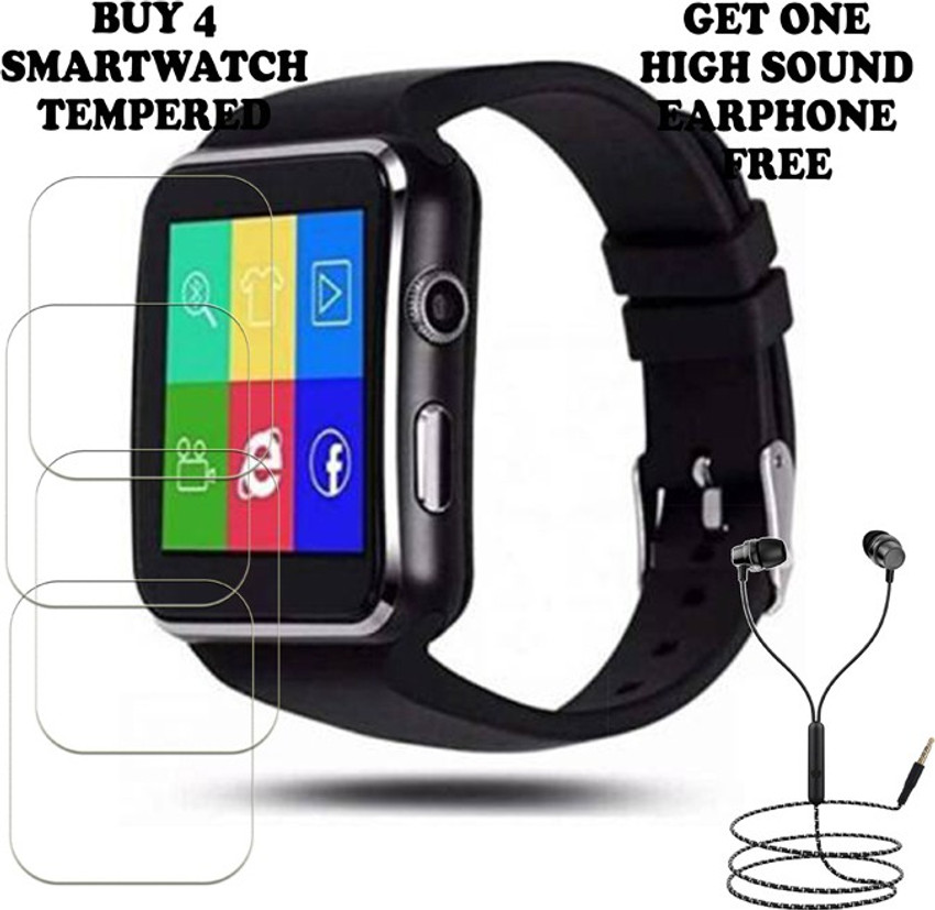 SOMTONE Tempered Glass Guard for Adlyn X3S Black with BT Smartwatch PACK 4 BUY AND GET ONE EARPHONE FREE SOMTONE Flipkart