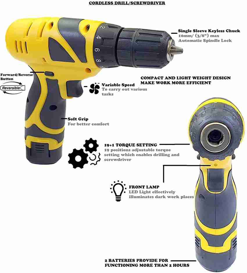 XDLB 12 Volts Cordless Screw Driver WITH 32 Accessories 12v drill