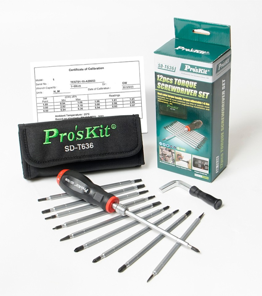 Proskit SD T636 1 6 N m Adjustable Torque Screwdriver Set