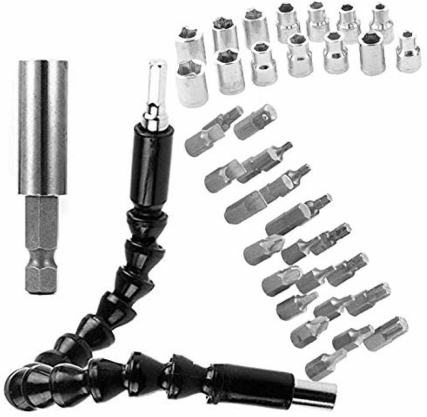 AASONS Flexible Drill Bit Extension Kit AASONS Flexible Drill Bit Extension  Kit, Flexible Soft Shaft Extension Screwdriver Bits & Sockets Universal Nut  Electric Drill Bit Power Hand Repair DIY Tools Accessories with