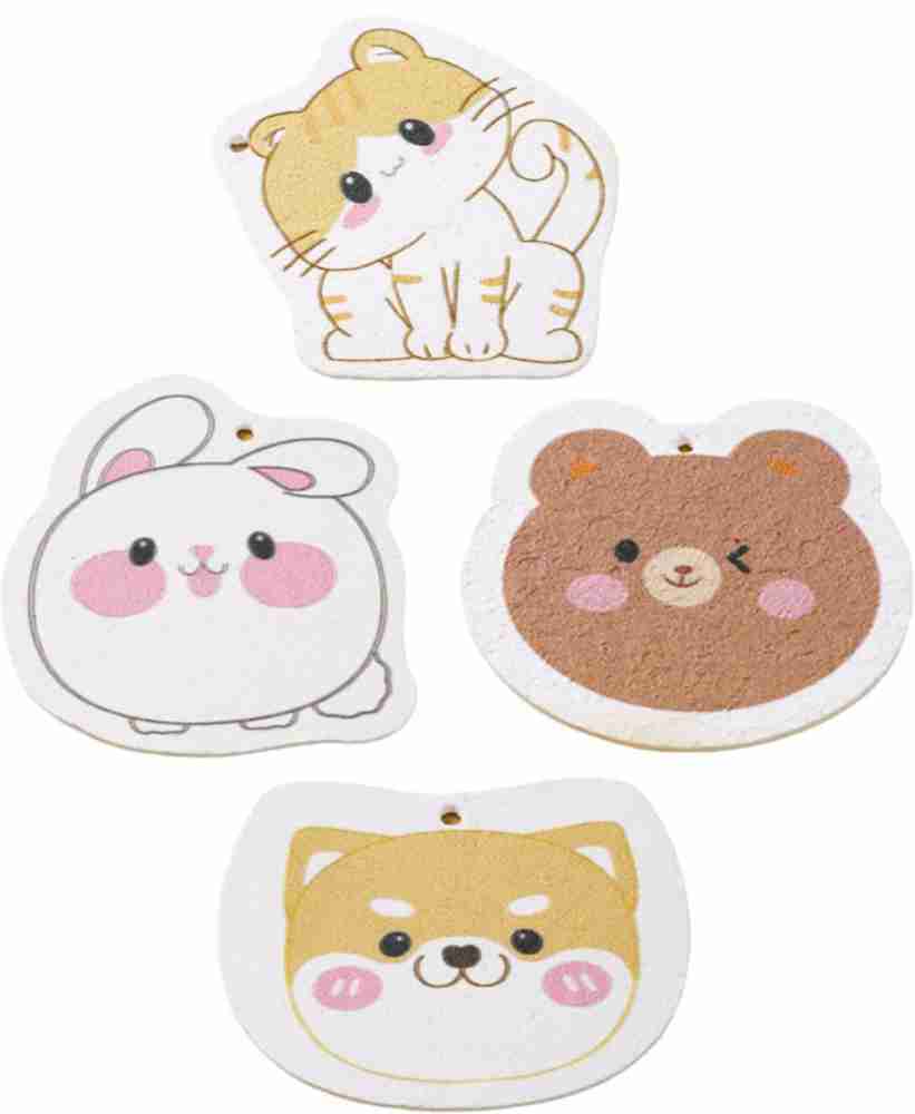 Compressed Wood Pulp Dishwashing Sponge, Cute Cartoon Dual-Sided