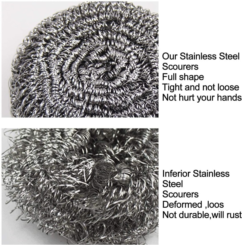 12 Pack Stainless Steel Scourers by Scrub It Steel Wool Scrubber Pad Used  for Dishes, Pots